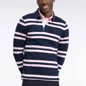 Eden Park Rugby Jersey Navy with Pink Stripes