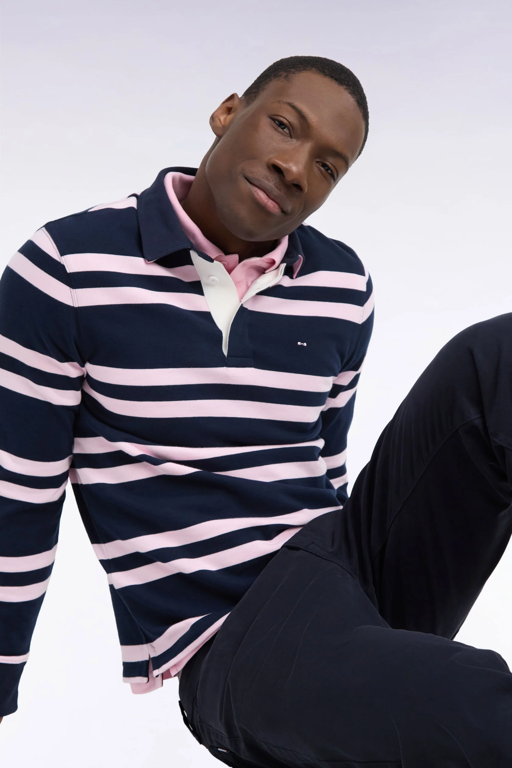 Eden Park Rugby Jersey Navy with Pink Stripes - Image 2