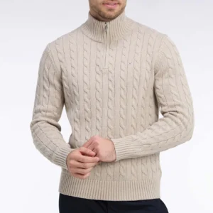 Eden Park Sand Cable Knit 1/4 Zip