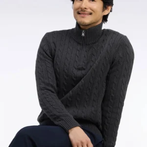 Eden Park Charcoal Cable Knit 1/4 Zip