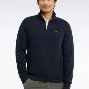 Eden Park Navy Cotton Fleece Trucker-Neck Sweatshirt