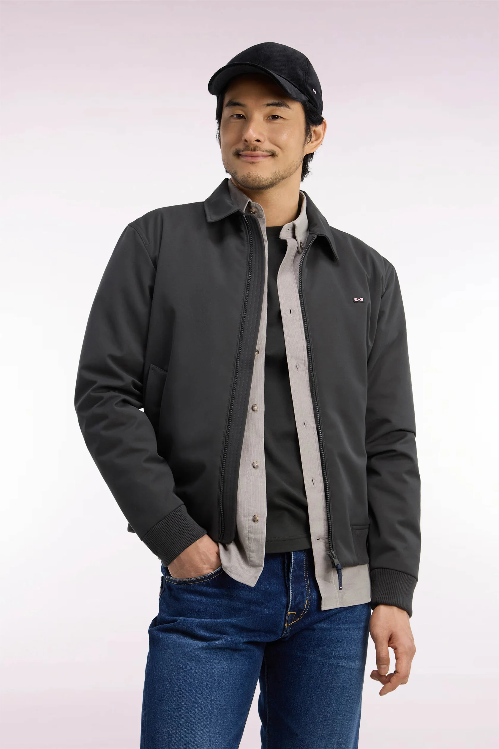 Eden Khaki Nylon Jacket with Ribbed Edges - Image 2