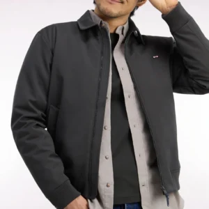 Eden Khaki Nylon Jacket with Ribbed Edges