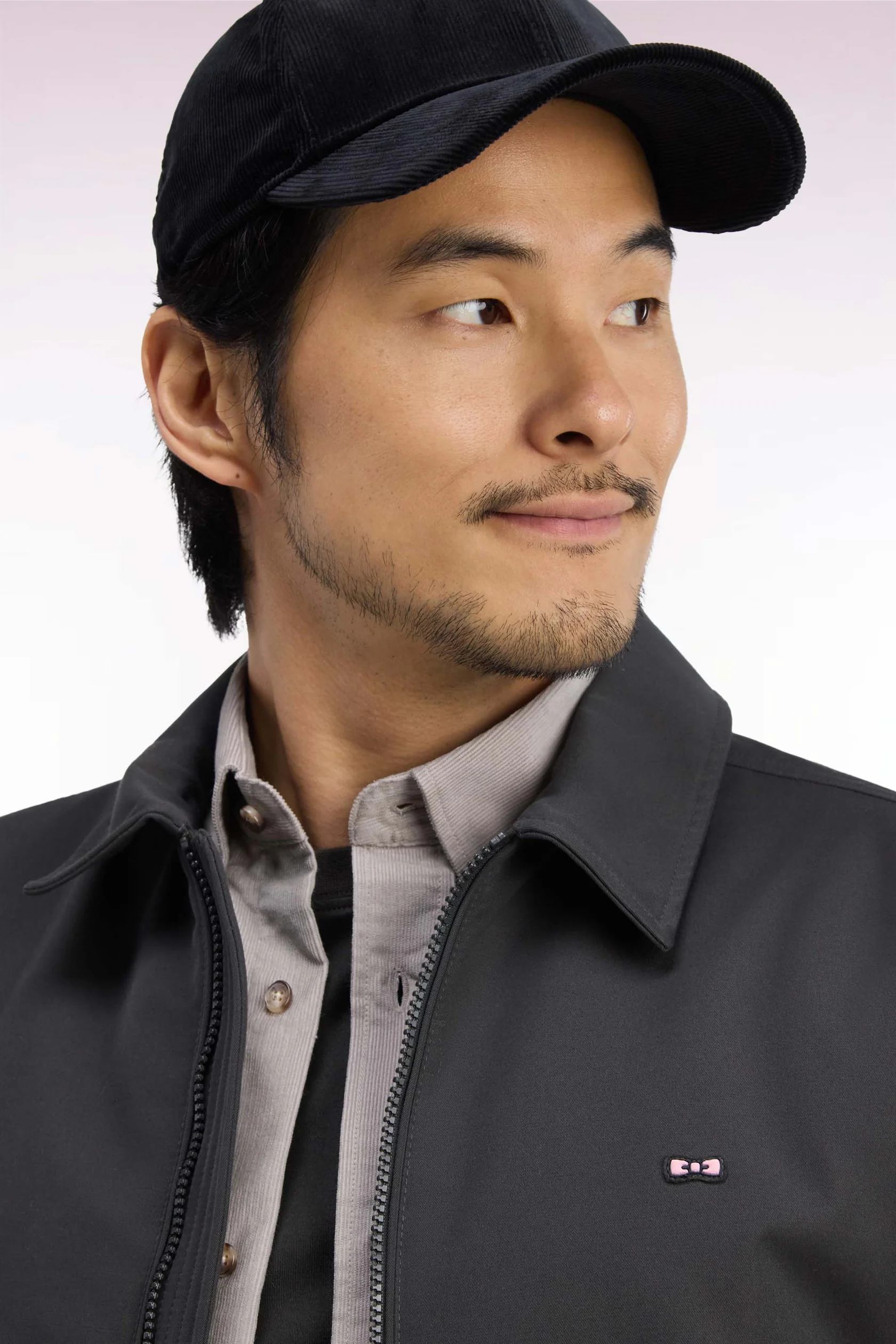 Eden Khaki Nylon Jacket with Ribbed Edges - Image 3