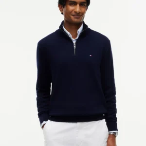 Tommy Hilfiger Navy Cotton Cashmere 1/4 Zip