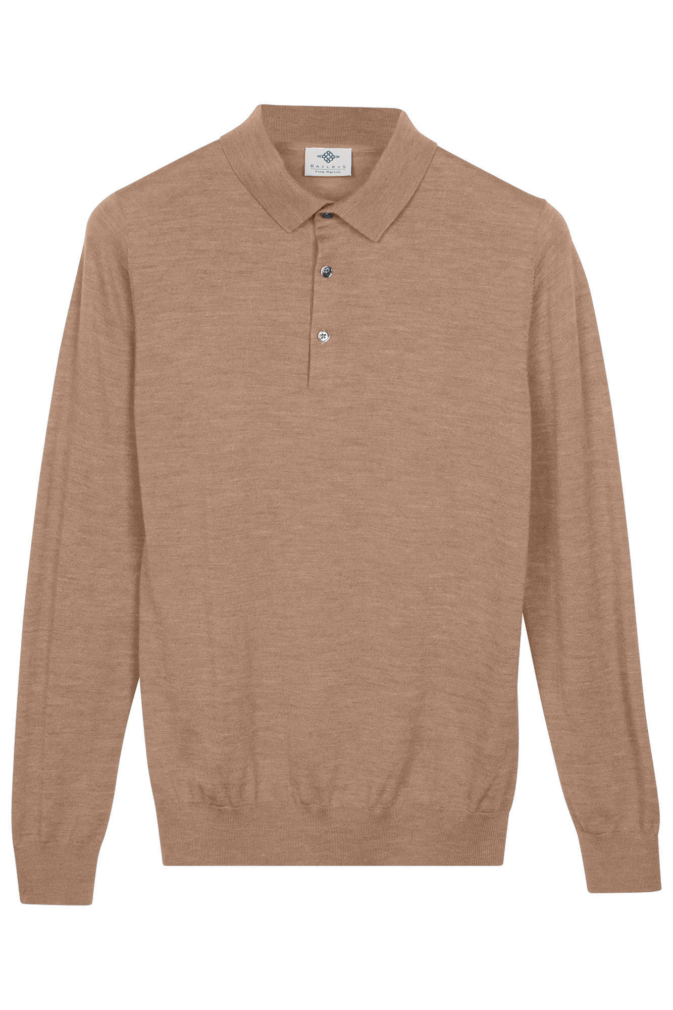 Baileys Beige Long Sleeve Polo Merino Fine Wool