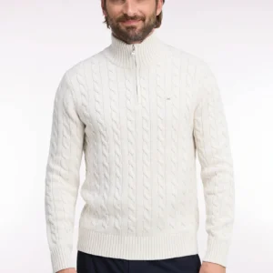 Eden Park Ecru Cable Knit 1/4 Zip