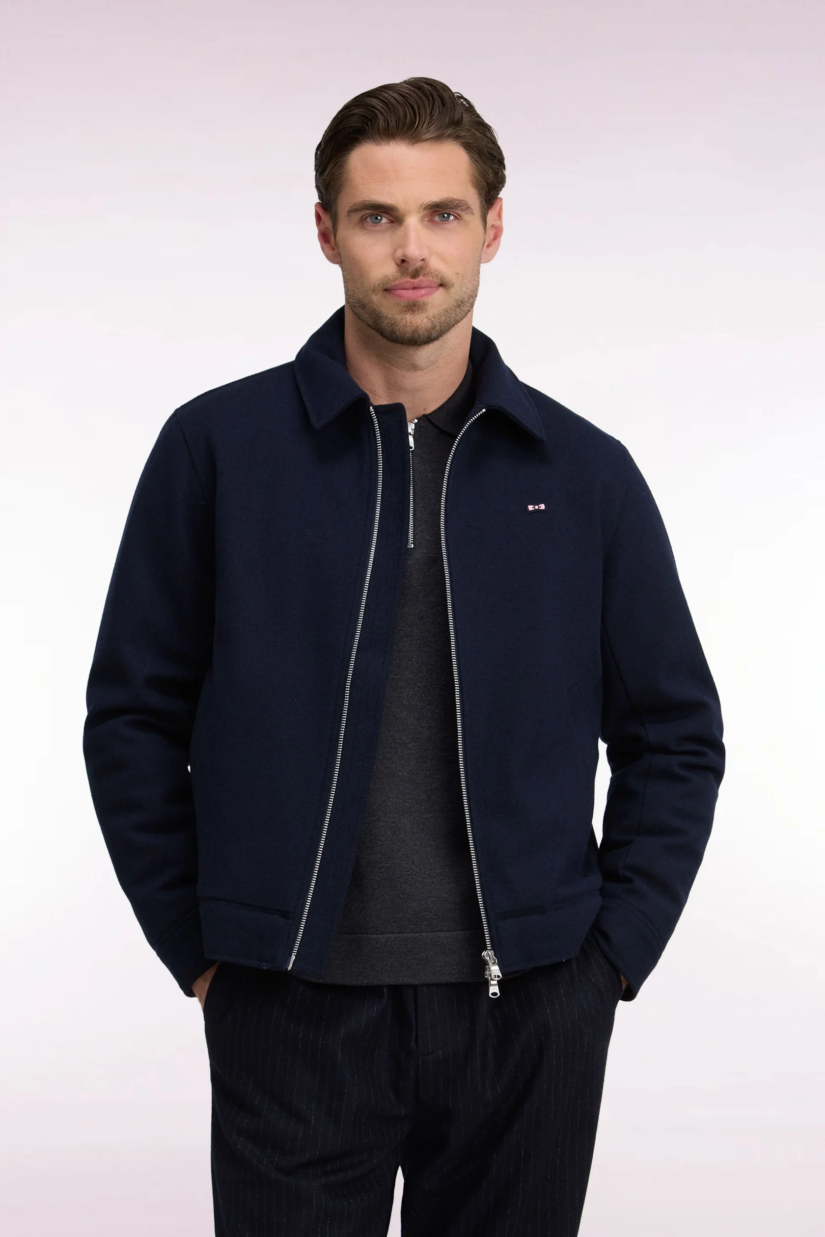 Eden Park Navy Straight Cut Padded Flannel Jacket - Image 2