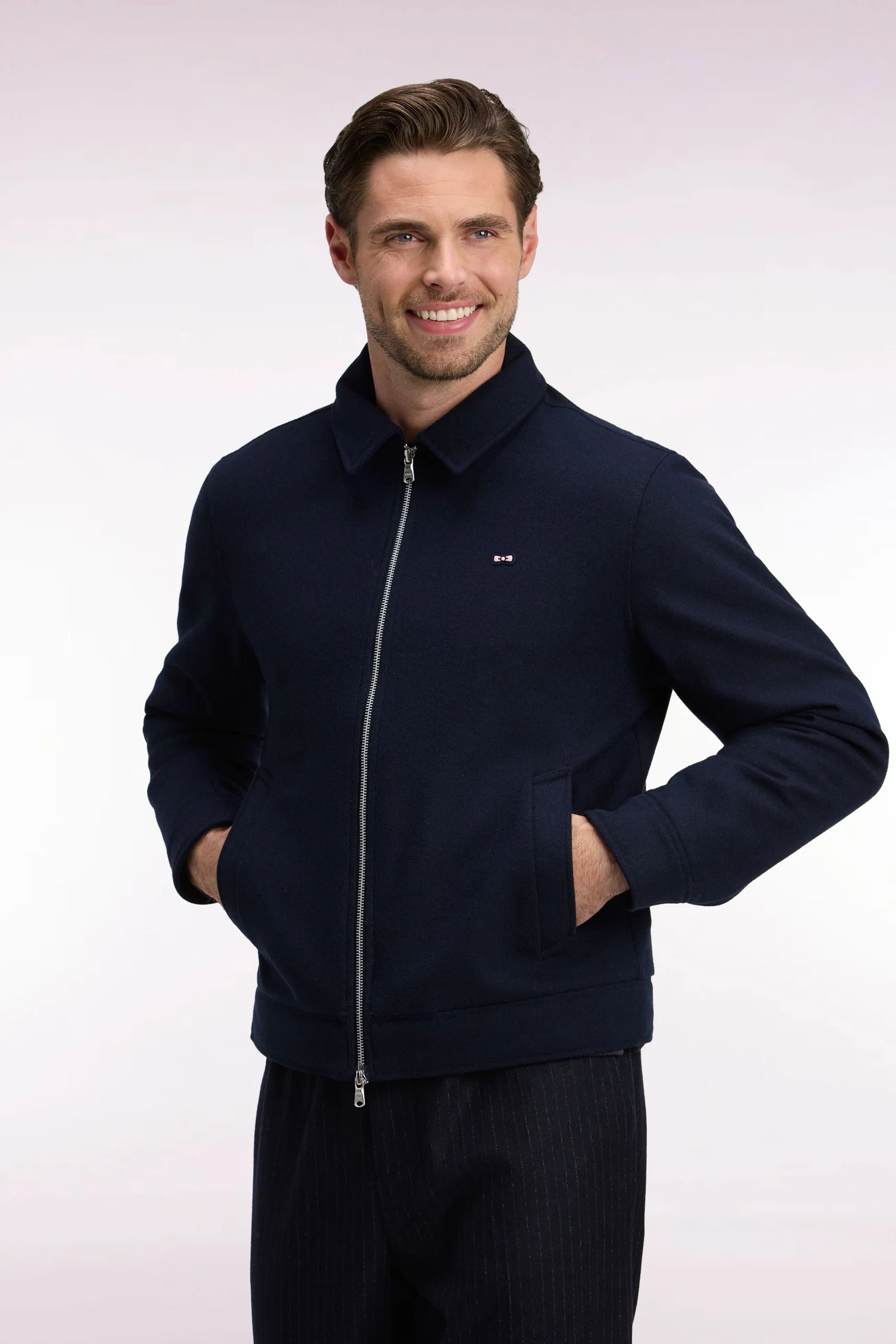 Eden Park Navy Straight Cut Padded Flannel Jacket