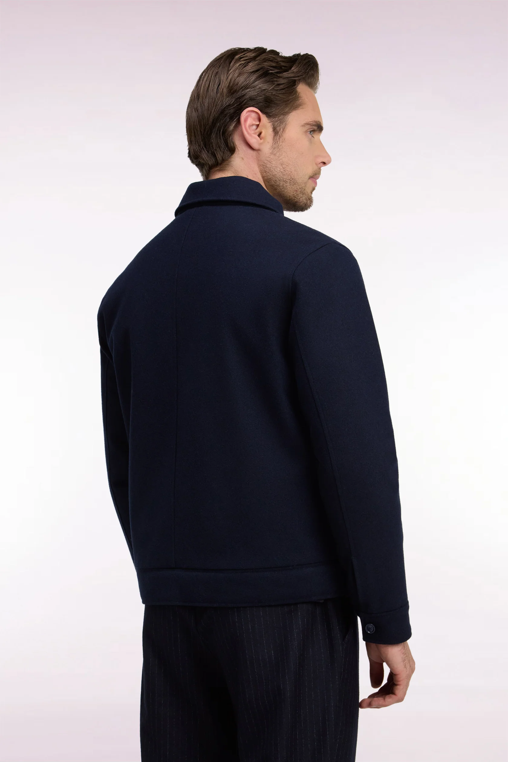 Eden Park Navy Straight Cut Padded Flannel Jacket - Image 4