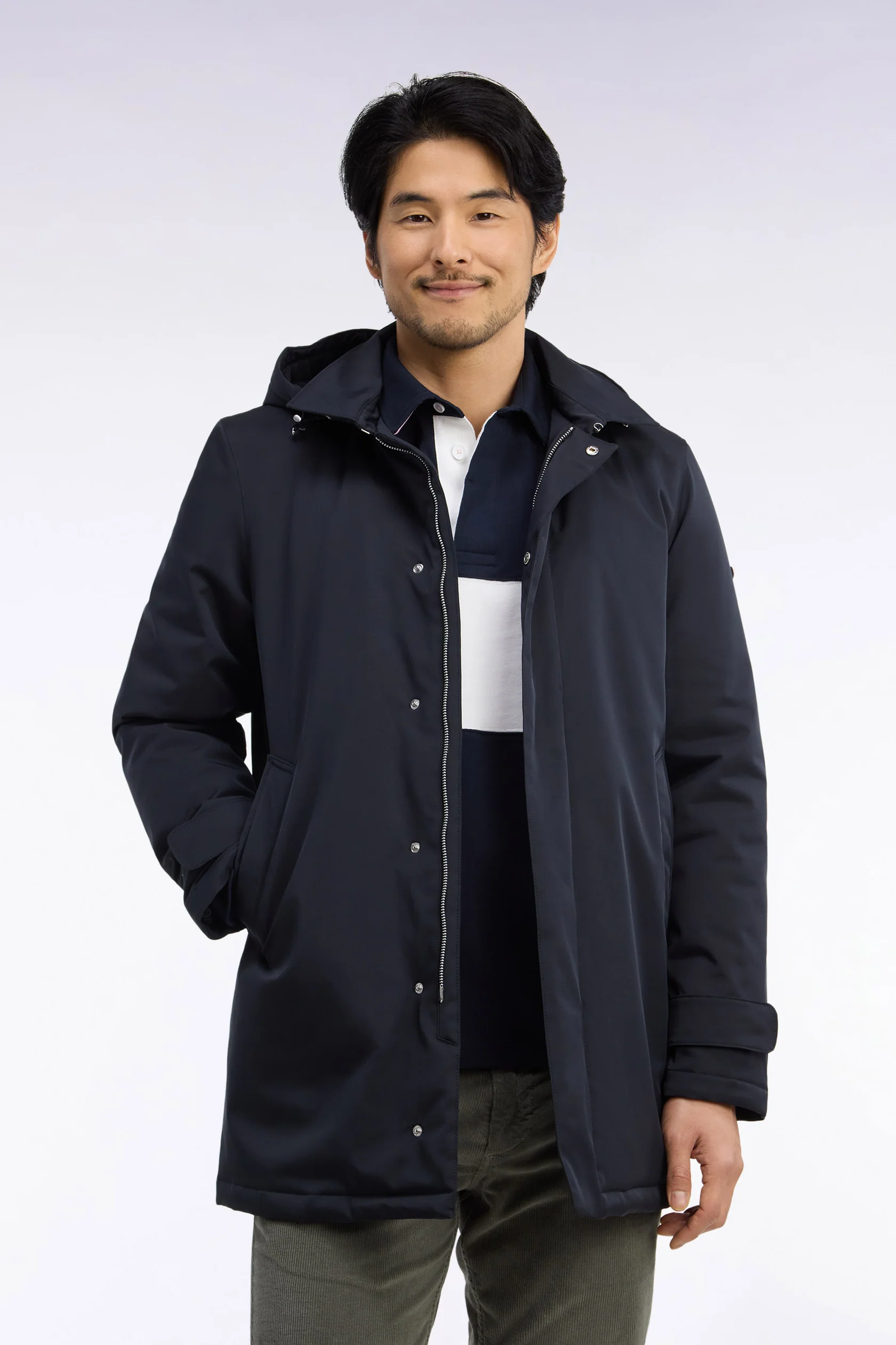 Eden Park Navy Raincoat Removable Hood
