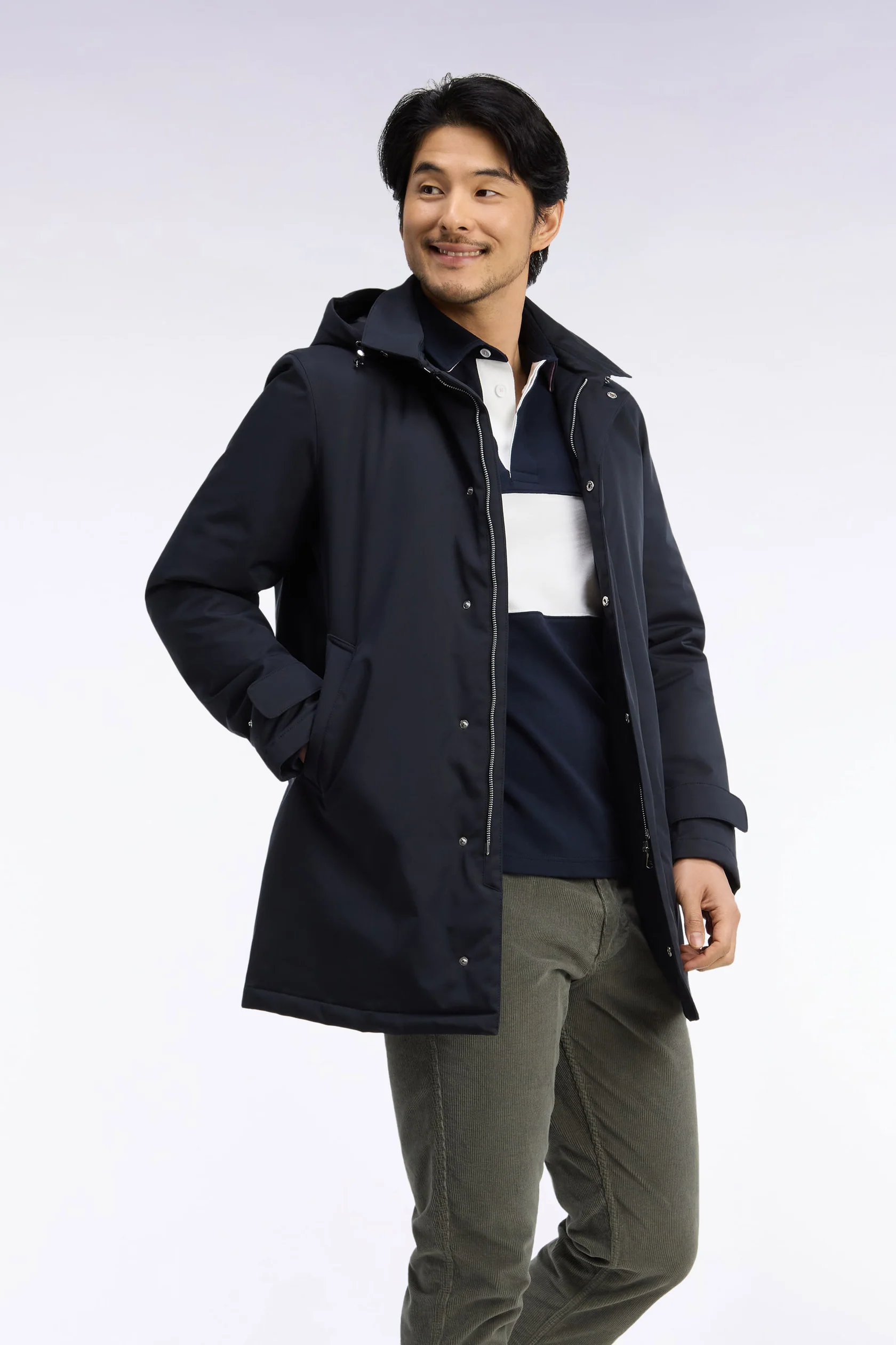 Eden Park Navy Raincoat Removable Hood - Image 2