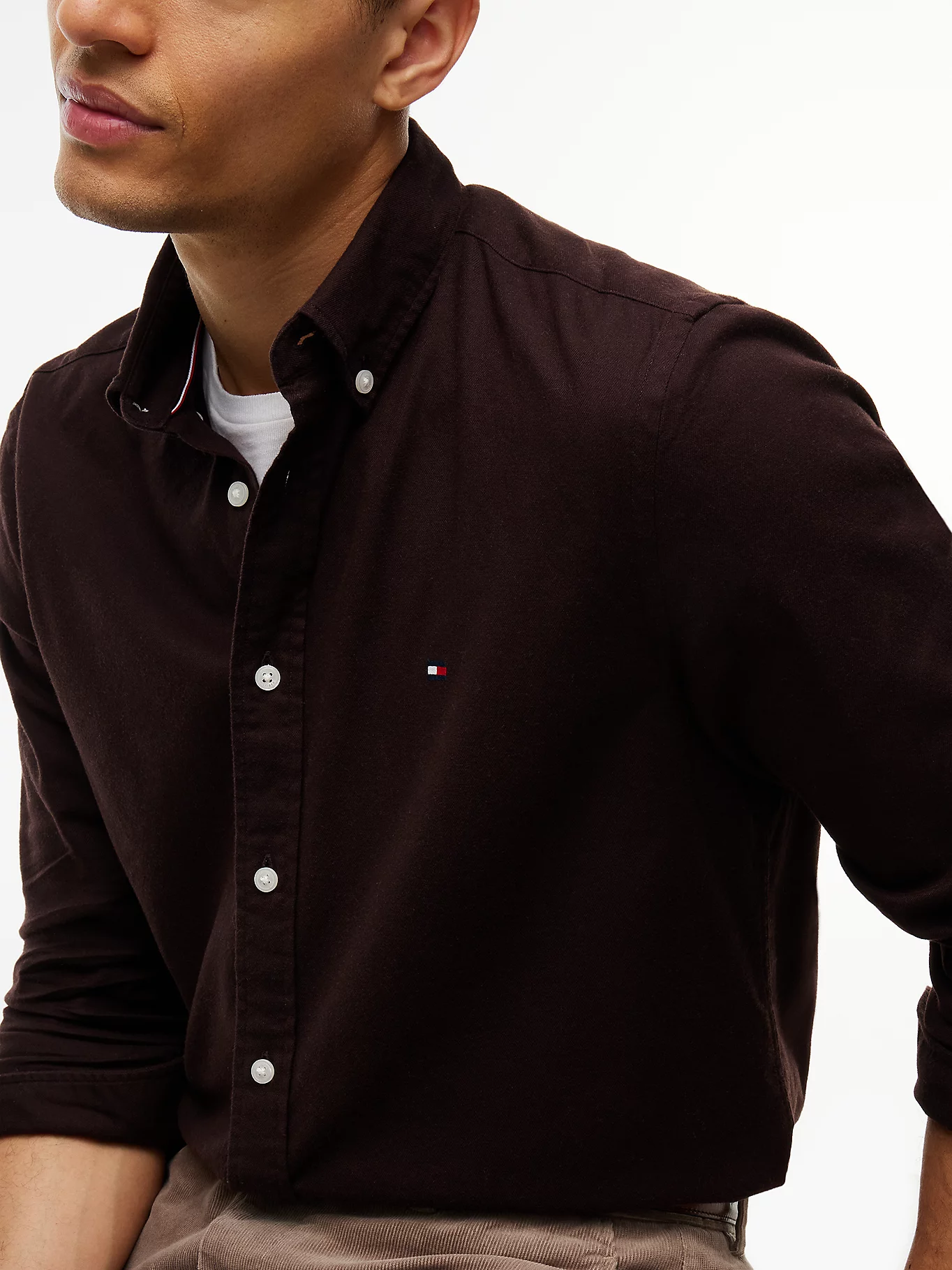 Tommy Hilfiger Brown Flannel Long Sleeve Shirt - Image 3